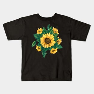 Cute Sunflower Bouquet Sticker Kids T-Shirt